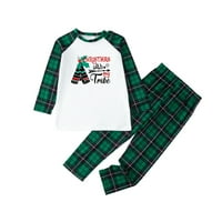 Zkozptok Božićni PJS podudaranje postavlja porodično podudaranje odjeće Božićne pajamaske noćne odjeće za spavanje za obitelj, zelena djecu, 2Y