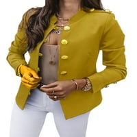 Abtel Dame Blazers dugih rukava Cardigan Jakna Ležerne prilike za poslovne jakne žene Slim Fit uredska odjeća Žuta l