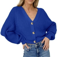 wendunide usjev vrhovi za žene Ženski džemper s dugim rukavima otvoren prednji kardigan gumb labava