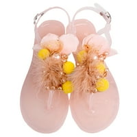 Ručno izrađena cvijeća ljetna mliječ Flip Flop cipele na plaži žene ravne sandale, ružičaste