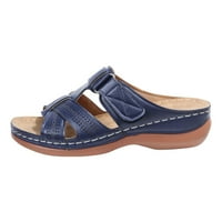 DPYSESERENSIO Ljetni dame Ležerne prilike na petu Papuče sandale rimske ženske cipele tamno plava 4.5