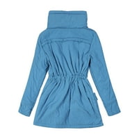 Vedolay jakne ženska modna puna boja casual dugačka dugmeta dolje džepne casual jakne, plavi s