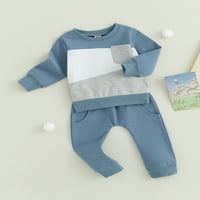 Kelajuan Toddler Boy Jesenska odjeća kontrastna boja patchwork dugih rukava s dugim rukavima hlače od pune boje odjeća