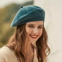 CXDA ženske beretne šljokice pletene jesenski zimski sjajni šešir za vatru za vanjsku