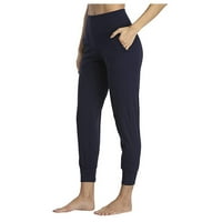 Ženske joge pantalone tanki visoki elastični struk kapri čučanj otporan na visoke struk joge hlače na putu rastezanje mekanog treninga joga tajice mornarice 3xl, američka veličina 14