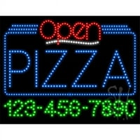 Sve neon L100 - Pizza Otvoreno sa telefonskim brojem Animirani LED znak 24 '' visok 31 '' širok 1 ''