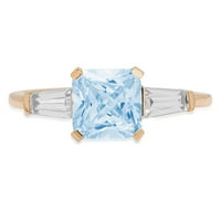 1,62ct Squaret smaragdni rez plavi simulirani dijamant 18k žuti zlatni godišnjički angažman kamena prstena
