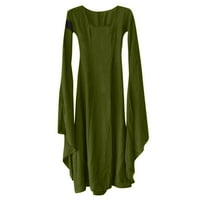 Ne propustite Himeway Women Pen Winter Gothic Retro Solid dugih rukava haljina maxi haljina zelena xxxxxl