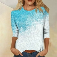 Apepal ženska tiskana majica kratka majica za bluzu za bluze Ležerne prilike, kafe casual modni modni vrhovi nebesko plavo m