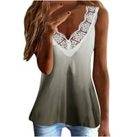 Caveitl ženska majica, modna žena Ležerna bluza za ispis V-izrez majica bez rukava Ljetna čipka vrhova