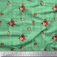 Prozor tkanine Soimoi Poly Georgette, lišće i ruža cvjetna dekorska tkanina Široko dvorište