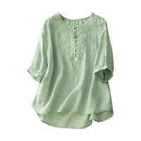 Charella ženske majice kratkih rukava s kratkim rukavima Pamuk kruti nepravilni prozračni vrhovi bluza zelena, xxl