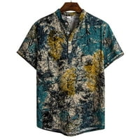 Beeyaso muns etnička kratka rukava povremena pamučna posteljina tiskana havajska bluza s majicama xxl