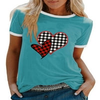 Pfysire ženska plesna ispis srca za bluzu za bluzu dame dame majica kratkih rukava vino crvena 4xl