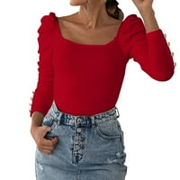 Lroplie Workout Tops za žene Overseze Okrugli dekolte dugih rukava Ženska majica Street Solid Modni