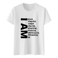Petite odjeću Majica Light Women I AM Crno Obrazovano slovo Ispiši The The Majice Crni mjesec Poklon
