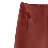 Lydiaunistar vrijeme i trupe plus veličine Hlače Žene ljetne povremene elastične struke kopče pamučne posteljine džepove crvene boje