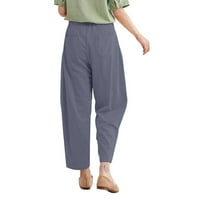 Ženske y2k hlače Čvrsto pamučne posteljine labave i jednostavne pamučne posteljine casual pantalone