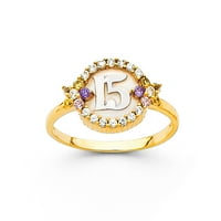 Dragulji Lu 14k žuto zlato petnaest godina rođendan quincea-era kubična cirkonija cz modna godišnjica prstena veličine 9