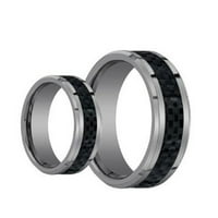 Njegov i njezin volframovi karabidni prsten za prsten za vjenčanje sa crnim ugljičnim vlaknima