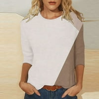Scyoekwg ženski rukav vrhovi labavi fit bluza lagana tri četvrtine rukava majice u boji blok tisak trendy