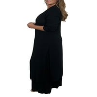 Ženski salon setovi Split HEM vrhovi i hlače postavljene dugih rukava dame dame baggy casual odijela Ljeto crno 4xl