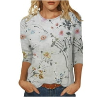 Ženska crevna casual cvjetna bluza posada košulje za vrat plus veličina tinejdžerke za slobodno vrijeme