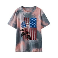 PBNBP majica za žene 4. jula Američka zastava Patriotske majice Crewneck kratki rukav Ležerne prilike