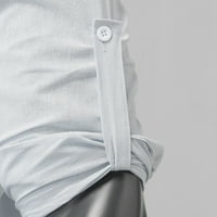 Muške casualske majice Čvrsto postolje za ovratnik bluza Roll up rukave s dugim rukavima na majici za muškarce