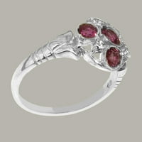 Britanci izrađeni sterling srebrni pravi istinski ružičasti turmalinski i dijamantni ženski prsten izjave