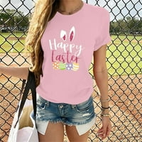 Bluze za žene Fit Fit ženska modna casual Ljetni komforni ispisani okrugli vrat kratki rukav TOP bluza Dame Top Pink S