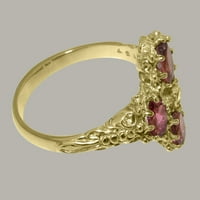 Britanci napravio 14k žuto zlatni kubični cirkonijski i ružičasti turmalin Ženski prsten - Opcije veličine - Veličina 5,5