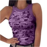 Loyisvidion Womans Majice Čišćenje Žene Modni otoci O-izrez bez rukava Print Vest Sport Tenk Terms Hallet Bluza Purple 6