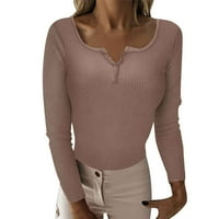 Dukseri za pad ženskog gumba V-izrez dugi rukavac pletena džemper dvostruko košulje