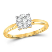 Dijamantna ponuda 10KT Žuta zlatna žena Okrugli dijamantni cvijet Clower Closet prsten CTTW