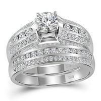 14k bijeli zlatni okrugli dijamant Bridal Set za vjenčanje 1- cttw