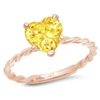 2. CT Sjajno srce Clear Simulirani dijamant 18K ružičasto zlato pasijans prsten SZ 5