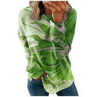 Yubatuo ženska dukserica dugih rukava dugih rukava za žene Ispis grafike casual plus veličine osnovnih vrhova pulover svjetlo i udoban zeleni m