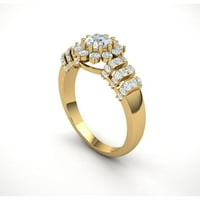 Prirodno 2ct okrugli rez Diamond Prong Fancy Dame Flower Clus Cluster Bridalni prsten za vjenčani trak Solid 10k Gold GH SI1