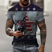 Košulje za muškarce 4. jula Dan nezavisnosti Grafički casual t 3D zastava uzorak vintage majice