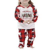 Eyicmarn Podudaranje porodičnih božićnih pidžama, slovo s dugim rukavima na vrhu tiska + plaćene hlače