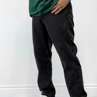 Wyongtao Muške Jeance Comfort Stretch traper ravno-noga opuštene fit traperice za muškarce, crni l