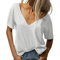 T majice za žene kratki rukav V-izrez T-majice Solid Print White S
