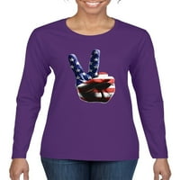 Divlji bobby, američka zastava mirovna prijava pop kultura Ženska grafička majica dugih rukava, kraljevska,