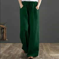 Ženske široke pamučne pamučne patvene pantalone, ležerne hlače sa džepovima