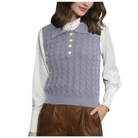 Vivianyo HD Zimski džemperi za žene plus veličine Ženska moda Top džemper bez rukava Pletenje pansion Carner Termop bljeskalica Grey