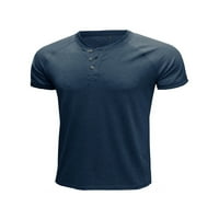 Pfysire Muške obične majice kratkih rukava Sportski teretani bluza Gumbi Henley Tee majice