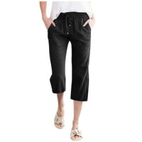 Ženske hlače široke vučne struke modne vučne kantalne pantalone u pravu noge dugačke pantalone s džepovima