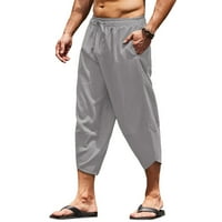 Muška moda i slobodno vrijeme Moda se pridružuju zajedno Casual Jednostavna ličnost Čvrsta boja čipke džepne hlače casual hlače pamučne i posteljine pantalone