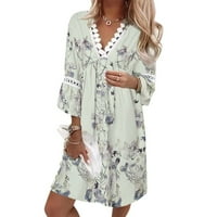 Ljetne haljine za prodaju za žene za žene s kratkim rukavima čipkasti patchwork haljina V-izrez cvjetni